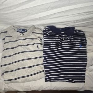 Polo Ralph Lauren Men's Polos Lot of Two Navy Stripe Gray Stripe Size XL